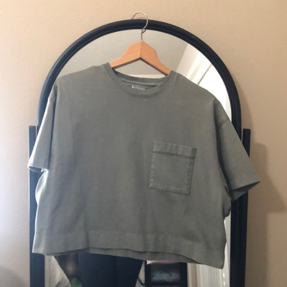Olive Green Cropped Pocket Tee